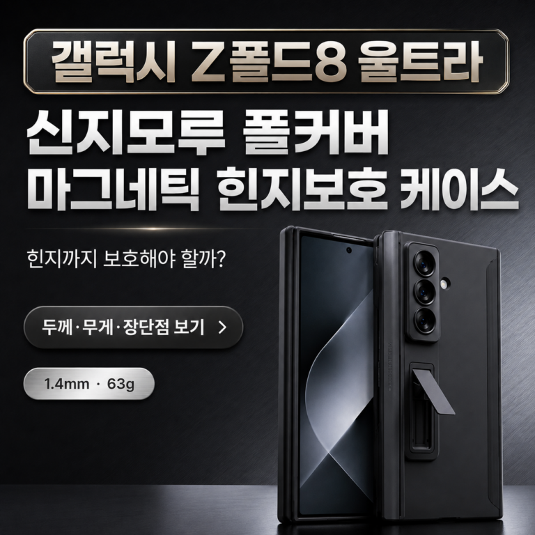 폴더블폰 힌지, 스크래치·먼지 걱정 없이 쓰고 계신가요? 신지모루 폴커버 마그네틱 힌지보호 케이스 갤럭시 Z폴드8 울트라 최저가와 특징
